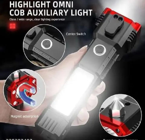 Multifunction 5 in 1 Portable LED Flashlight Rechargeable LED Torch